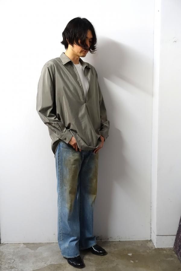 ssstein(シュタイン)/SILK/NYLON OVERSIZED SKIPPER SHIRT/BLACK 通販