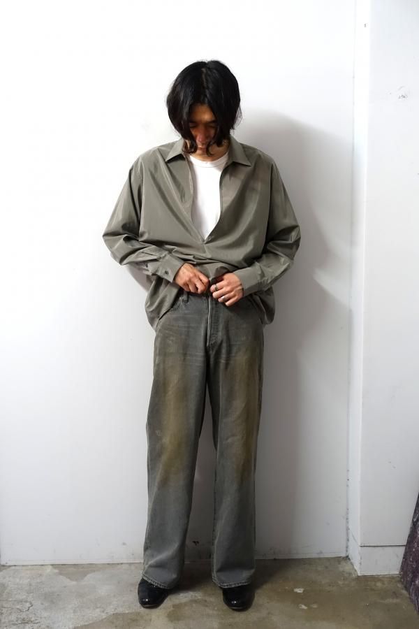 ssstein(シュタイン)/SILK/NYLON OVERSIZED SKIPPER SHIRT/BLACK 通販