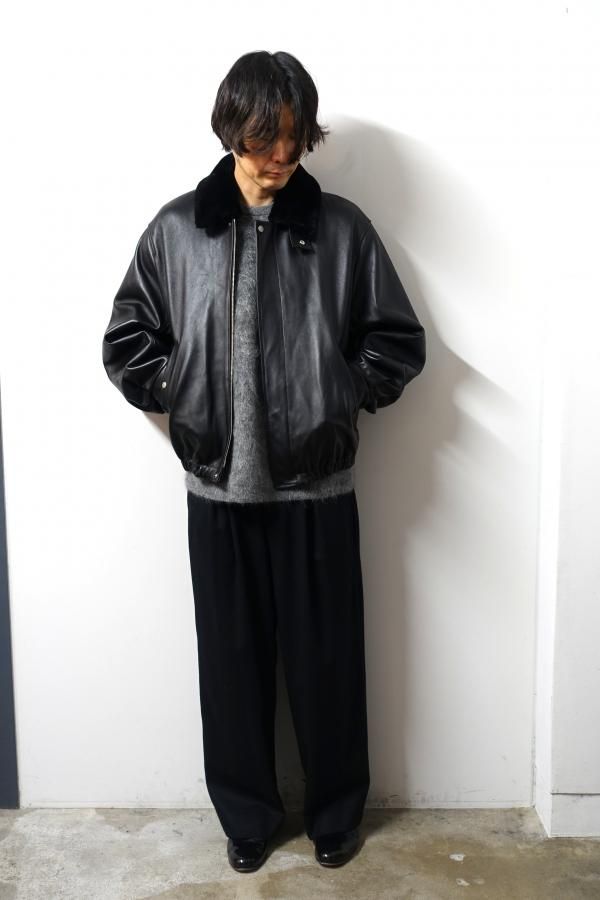 ssstein(シュタイン)/MOUTON COLLAR SHEEP LEATHER ZIP JACKET/BLACK