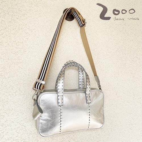 □DEUX MILLE/ドゥミル：エナメル2wayショルダー【シルバー】