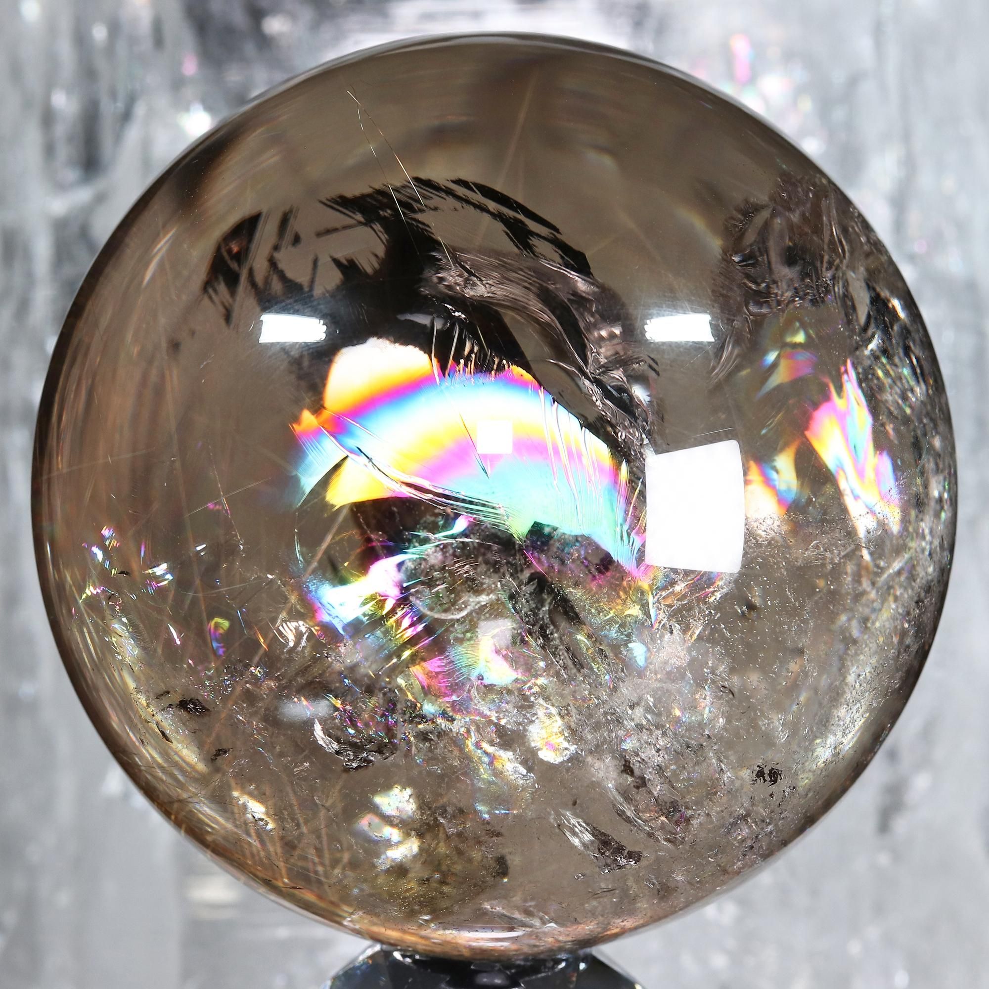 値段の高騰が止まらないルチル入りの大玉スフィア】ルチルスモーキー