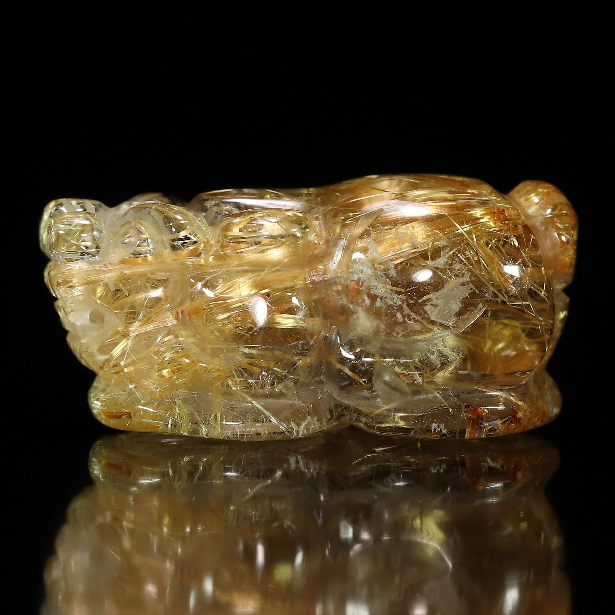 偏財運を高める風水アイテム】タイチンルチルクォーツ 貔貅(ヒキュウ