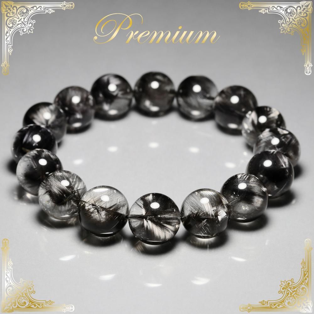 プレミアム ブラックプラチナルチルクォーツ 14mm～14.5mm玉
