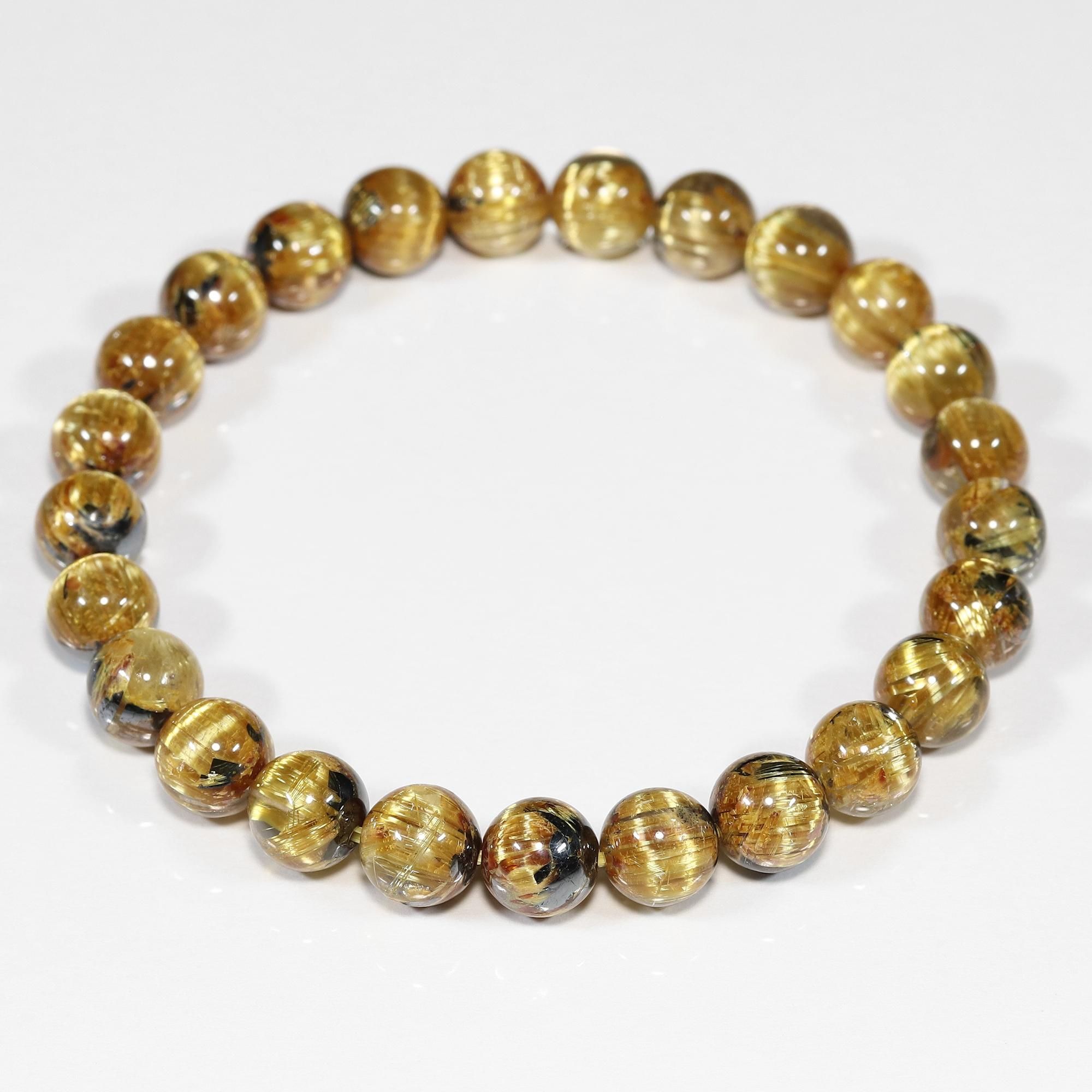 高品質+】太陽放射タイチンルチルクォーツ(キャッツアイ効果入り) 8mm