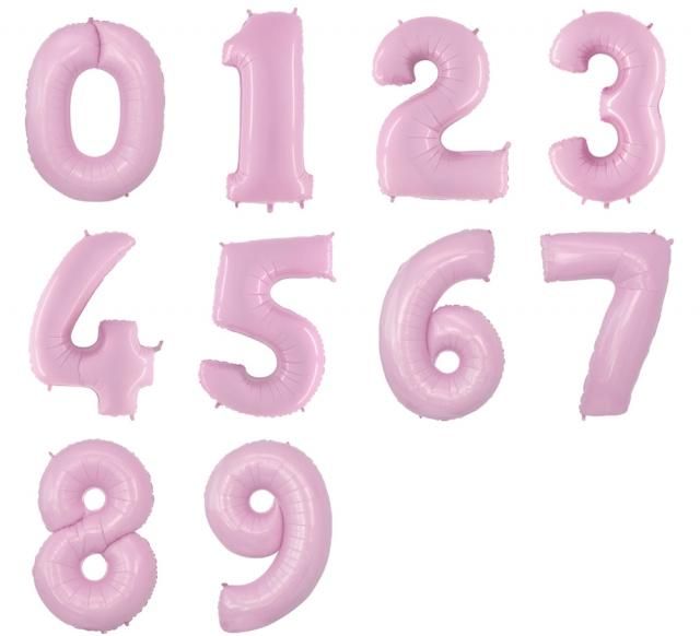 バルーン】66cm ナンバー リボンブーケ パステルピンク(2ケタ)(名入れ