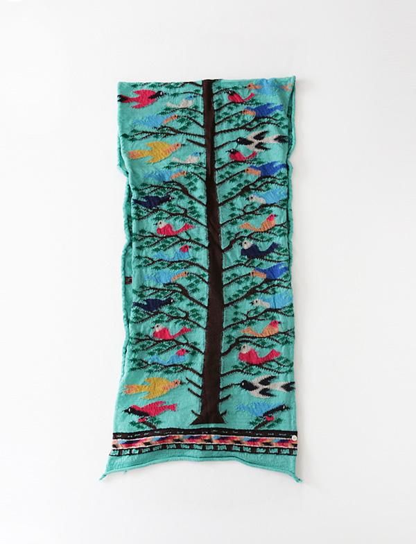 KAPITAL - 縮絨ウール BIRD TREE HAPPY マフラー - BLUE NEON