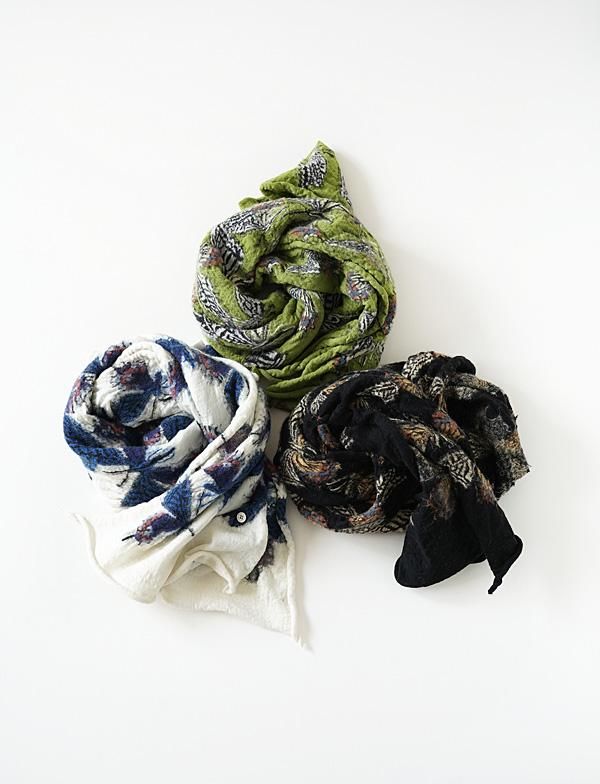 KAPITAL - 縮絨ウール バタフライHAPPYマフラー - BLUE NEON