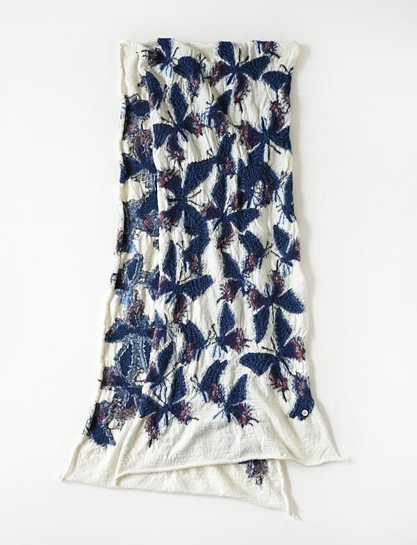 KAPITAL - 縮絨ウール バタフライHAPPYマフラー - BLUE NEON