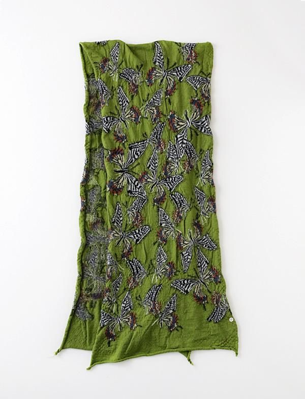 KAPITAL - 縮絨ウール バタフライHAPPYマフラー - BLUE NEON