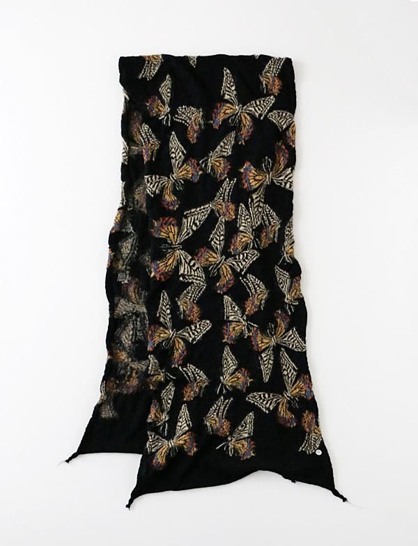 KAPITAL - 縮絨ウール バタフライHAPPYマフラー - BLUE NEON