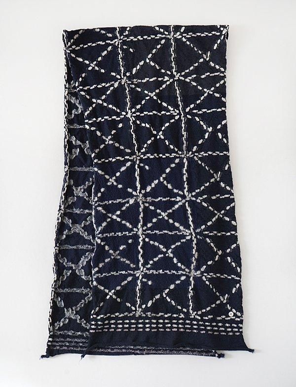 KAPITAL - 縮絨ウール 刺し子HAPPYマフラー - BLUE NEON