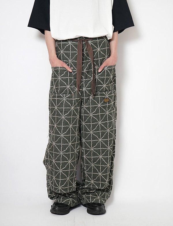 KAPITAL - 8ozカラーデニム FOLK-DOJO刺繍 Wニーイージーバギーパンツ