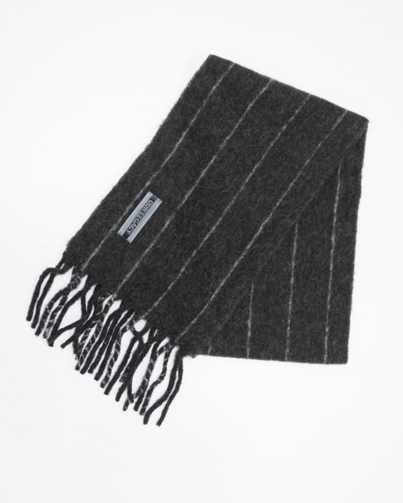 ESTATE SCARF(Brown Pinstripe Fuzzy Alpaca) - IDIOME | ONLINE SHOP