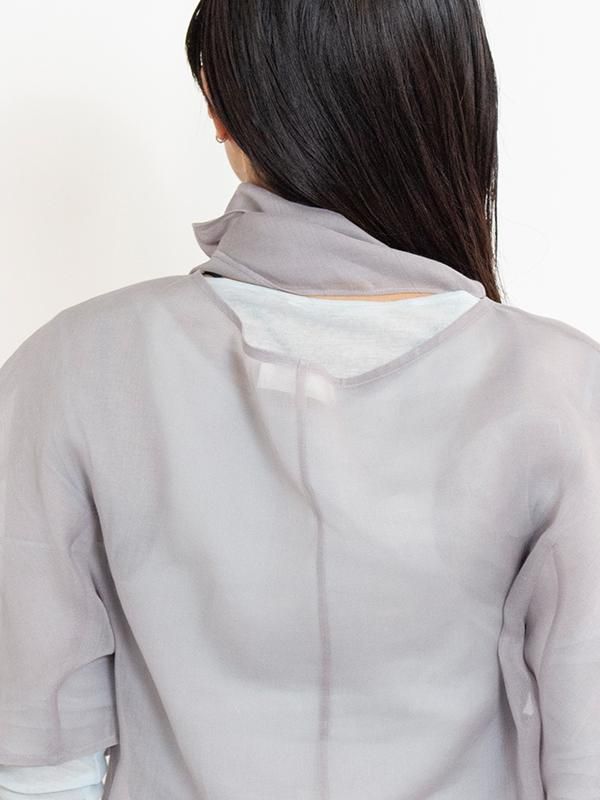 KNOTTED COLLAR TOP-ノッテッドカラートップ-AMOMENTO（アモーメント