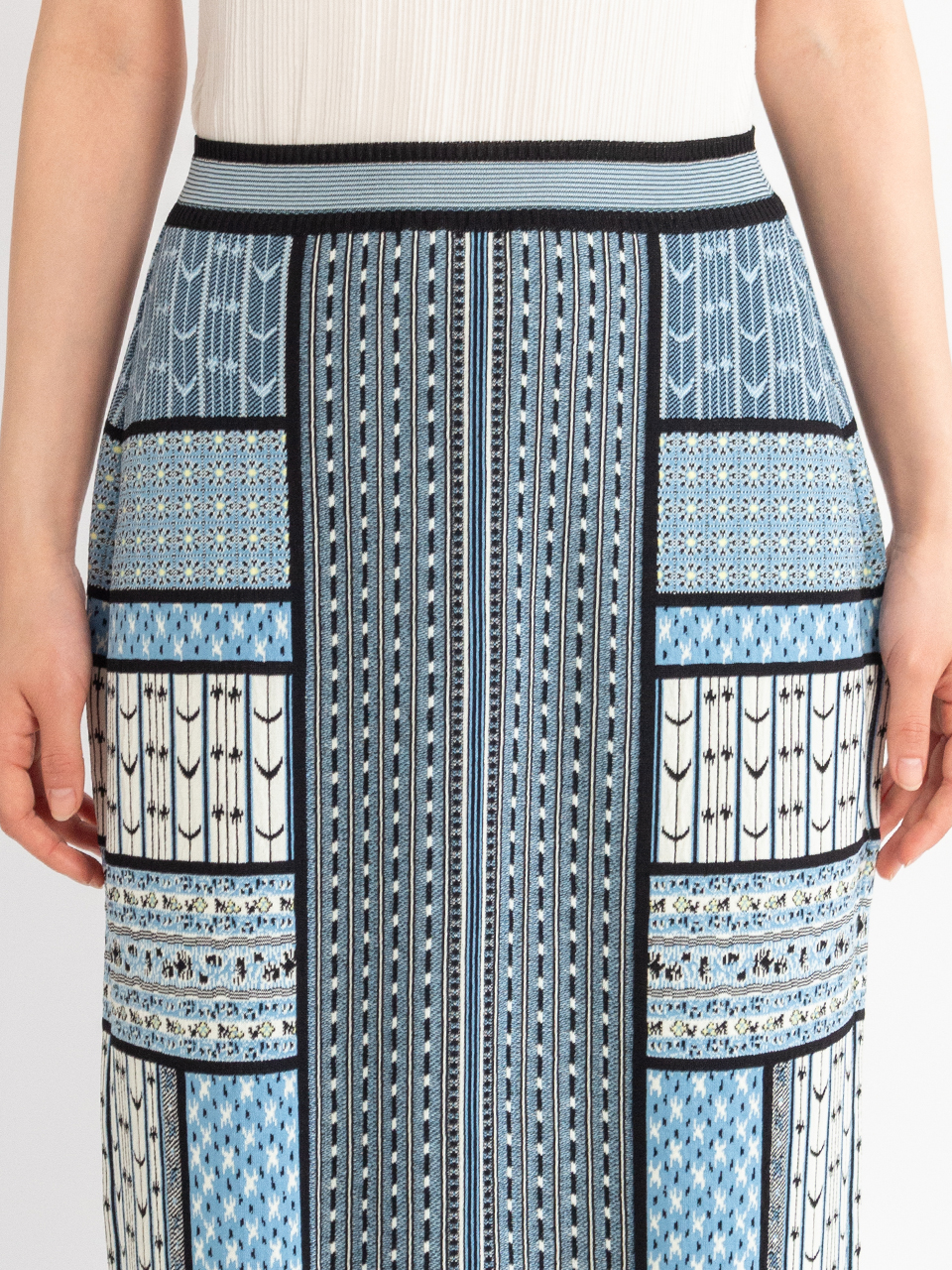 Geometric Pattern Knitted Skirt-ジオメトリックパパターンニット