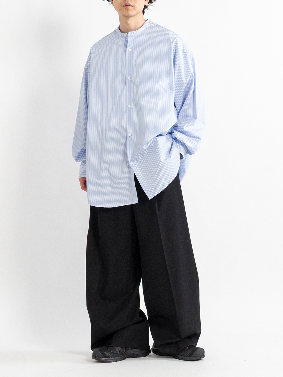 SIDOGRAS L/S Oversized Band Collar Shirt-シドグラスL/Sオーバー
