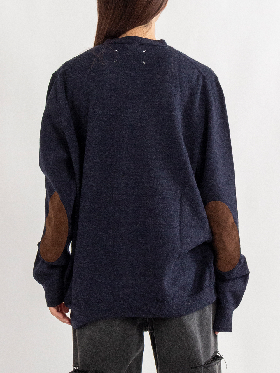 Elbow patch wool cardigan-エルボーパッチウールカーディガン-Maison