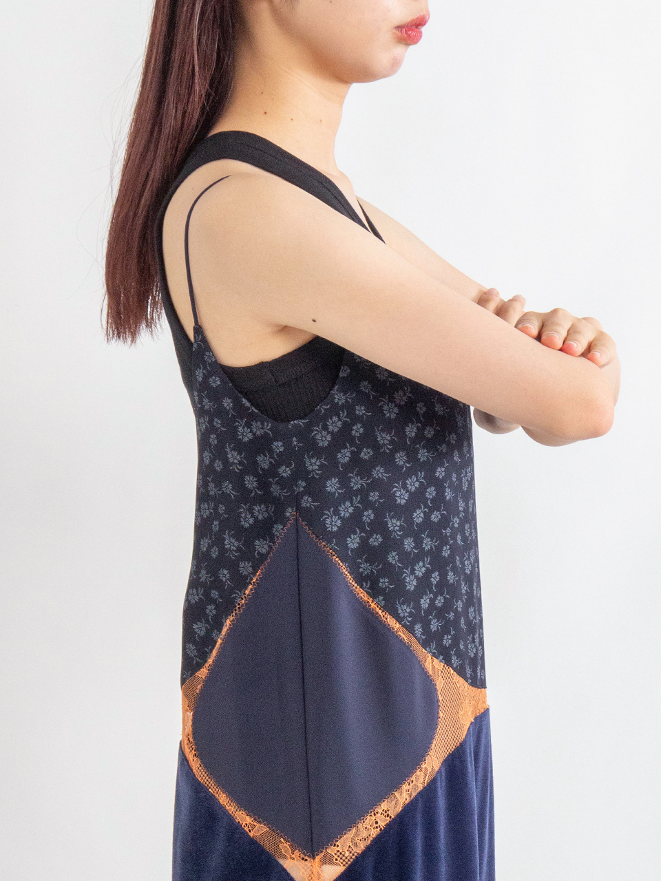 Cupro Triacetate Floral Jacquard Camisole Dress-キュプロ