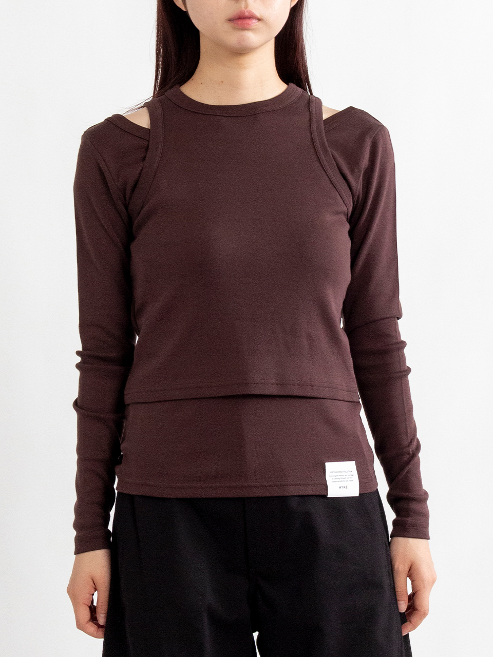 LAYERED LONG-SLV TEE-レイヤードロングスリーブTシャツ-HYKE（ハイク