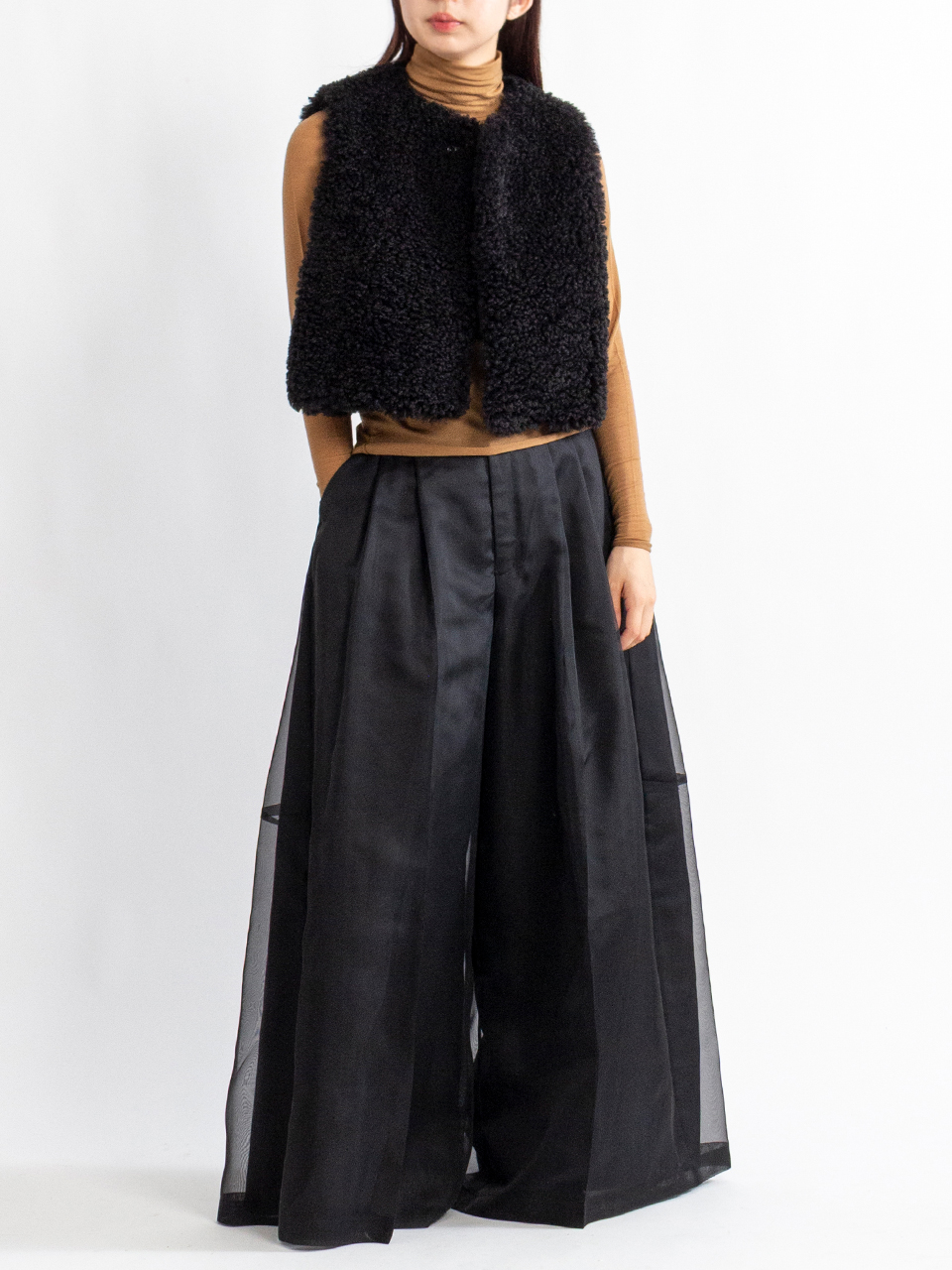 FAUX SHEARLING CROPPED VEST ファーシャーリングクロップトップ HYKE