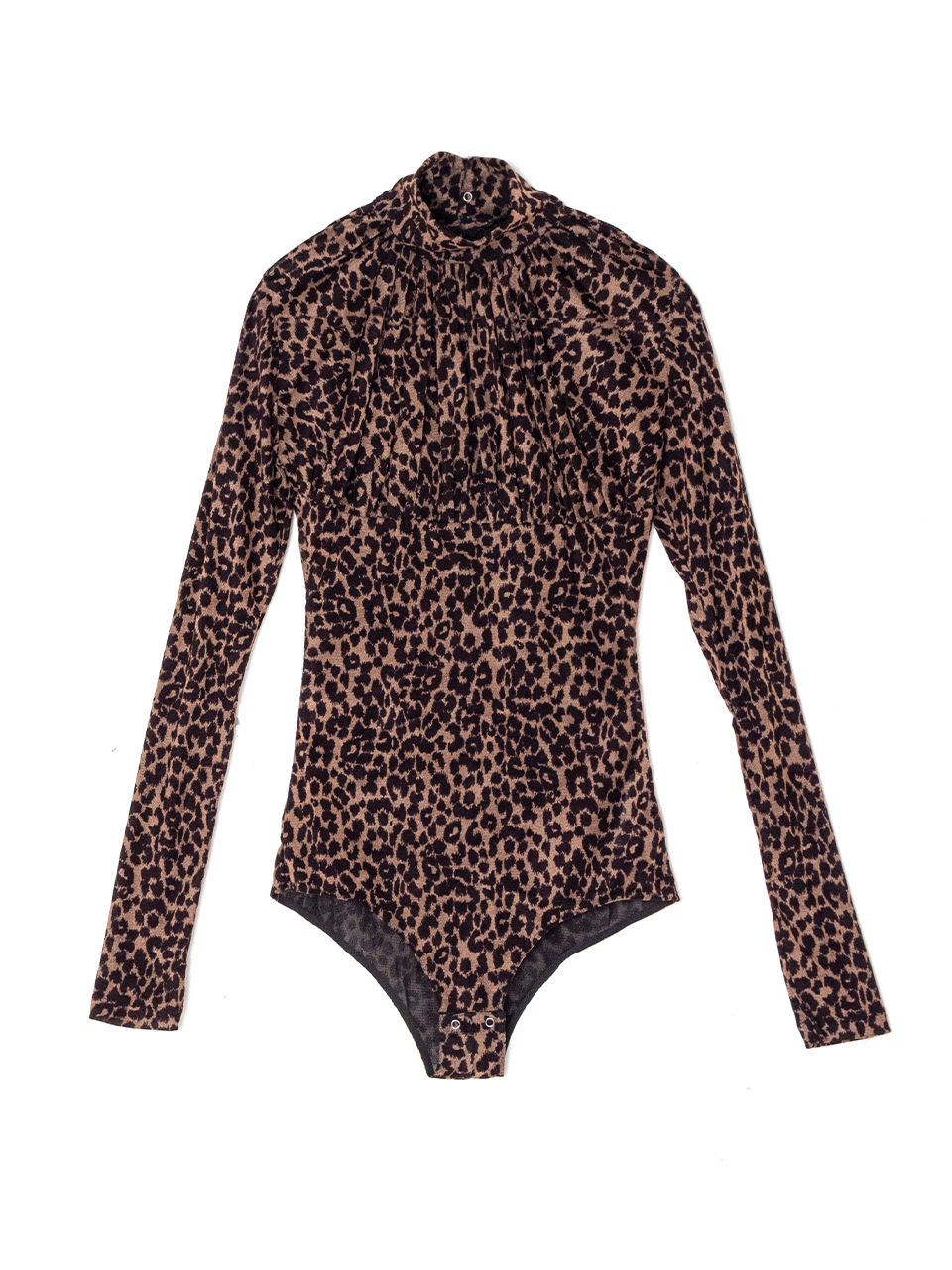 PRINTED VELVET TULLE TURTLENECK BODYSUIT-プリンテッドベルベット