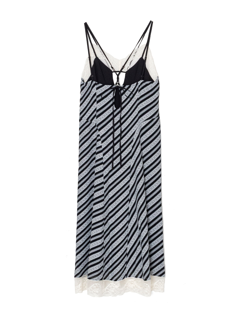 LACE JAQUARD STRIPE SLIP DRESS-レースジャガードストライプスリップ