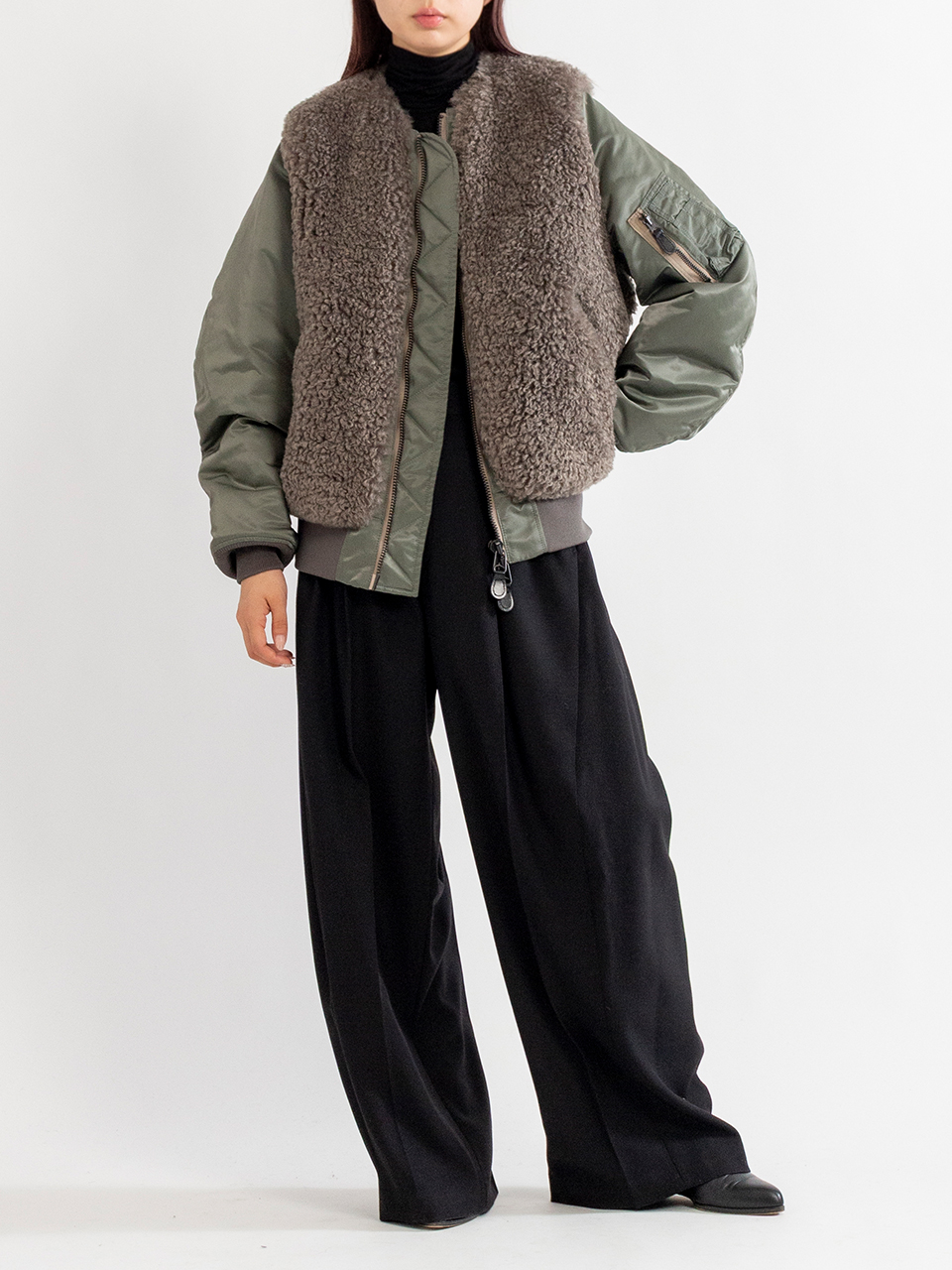 FAUX SHEARLING TYPE MA-1 JACKET-フェイクシアリングタイプMA-1