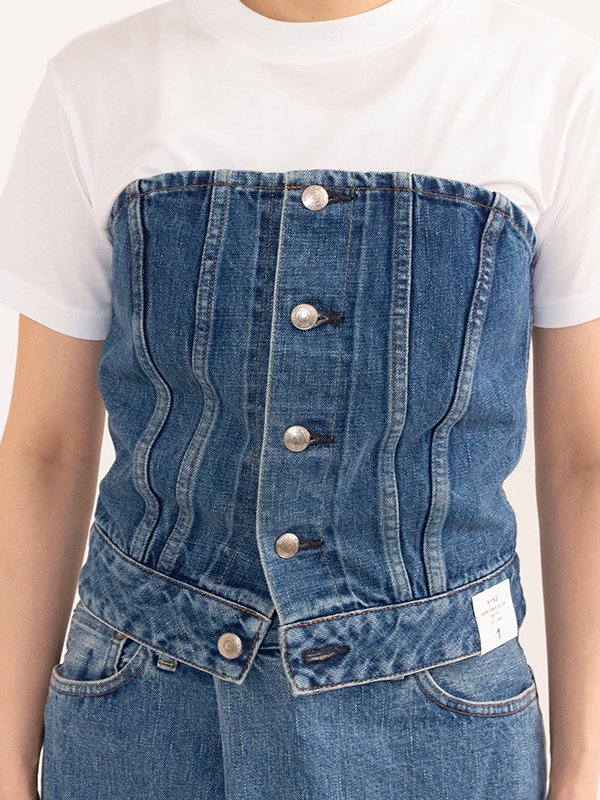 DENIM STRAPLESS TOP-デニムストラップレストップ-HYKE（ハイク）通販
