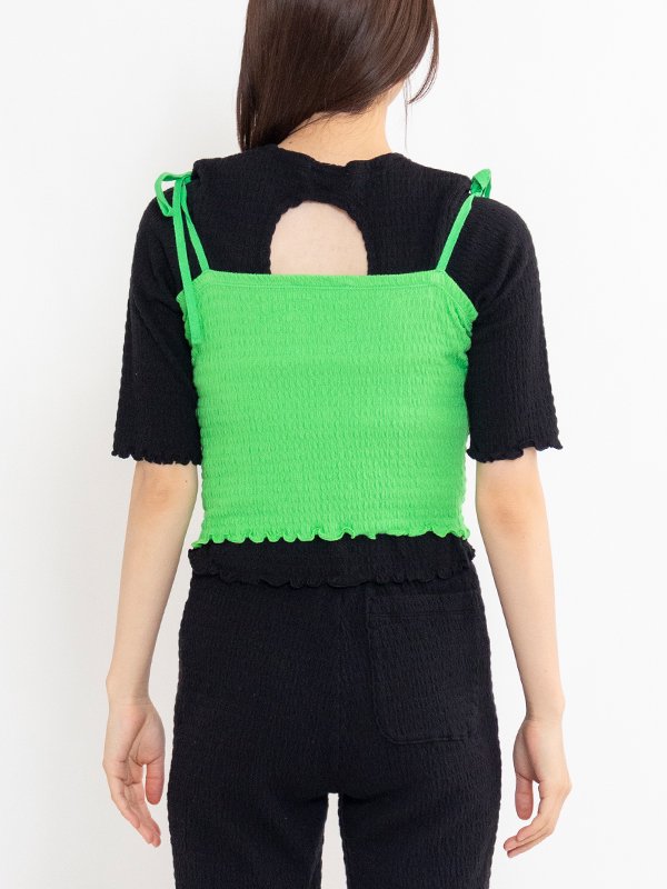 Cotton shirring camisole -コットンシャーリングキャミソール-PHEENY