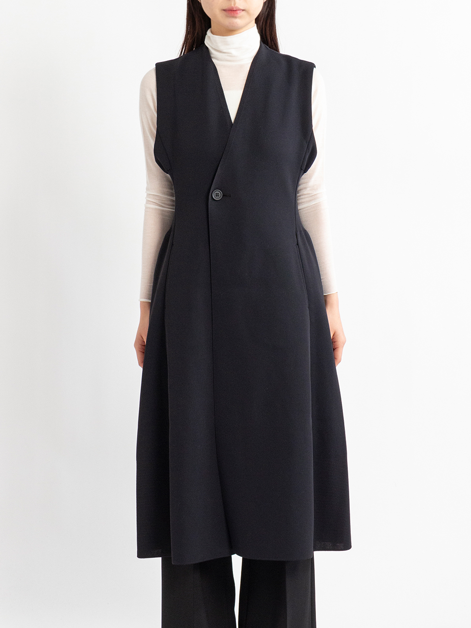 MILAN COLLARLESS LONG VEST-ミランカラーレスロングベスト-CFCL