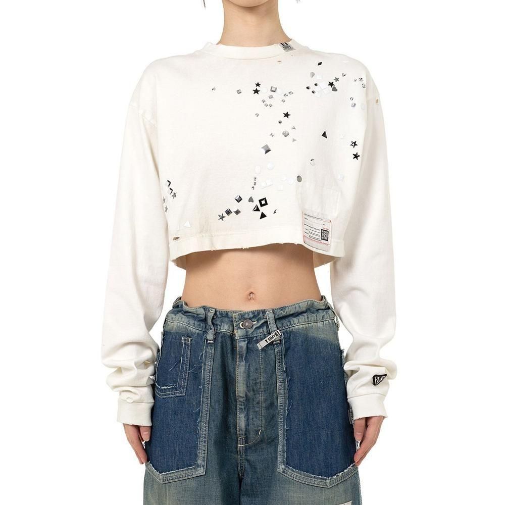 Maison MIHARA YASUHIRO】 EMBELLISHED DISTRESSED LONG SLEEVES MINI