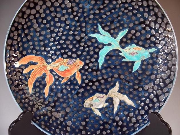 中国 魚 大皿 鉄 絵皿 陶磁器 飾皿 中国 魚 大皿 鉄 絵皿 陶磁器 飾皿