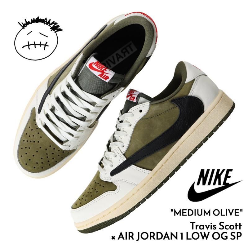 Travis Scott × NIKE AIR JORDAN 1 LOW OG SP MEDIUM OLIVE トラヴィス