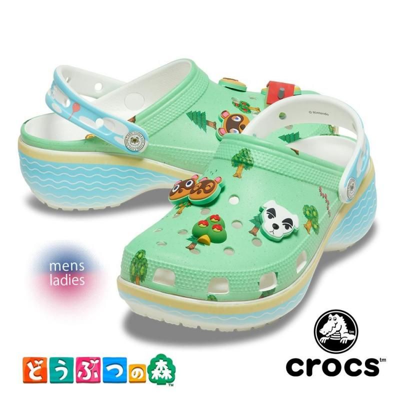 crocs animal crossing platform clog MULTI クロックス アニマル