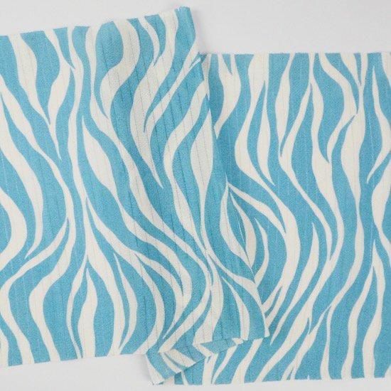 帯揚げ【絽縮緬 ゼブラ】ターコイズブルー - モダン着物小物 梅屋