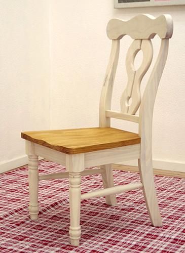 白いフレンチカントリーチェア 座面高42cm オイル仕上げ パイン無垢材