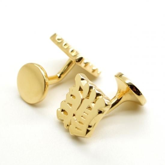 オーダーメイド漢字カフスボタン（銀製 18金ゴールドメッキ仕上）