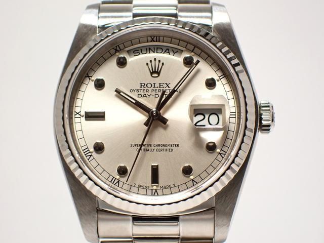 ロレックス デイデイト シルバー文字盤 ピンボールインデックス MOH済