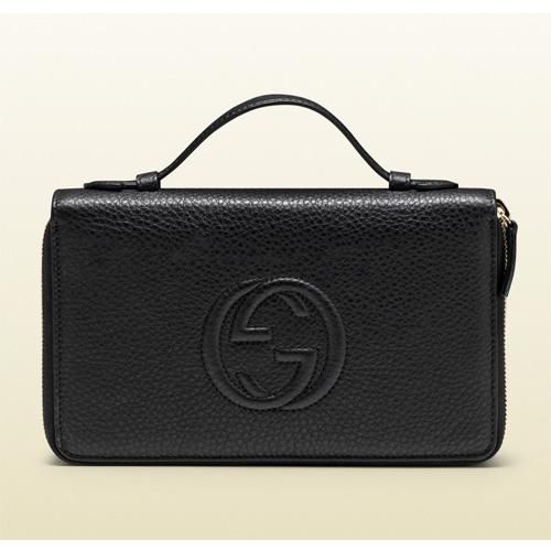 GUCCI【グッチ】 ブラック レザー トラベル ドキュメント ケース