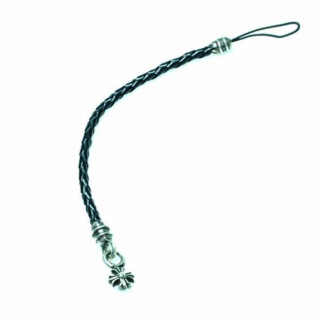 クロムハーツ 携帯 レザーストラップ with シルバー CHプラス / CHROME