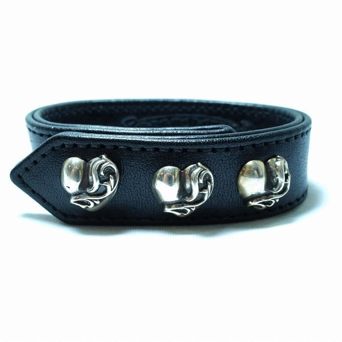 クロムハーツ 人気のレザーブレスレット ハート モチーフ / CHROME
