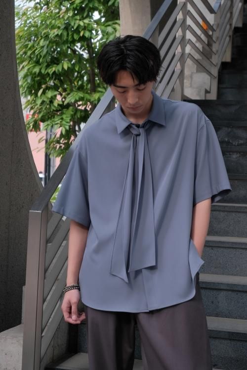 CULLNI [クルニ] Double Satin Bow Tie Short Sleeve Shirt ＜ボウタイ