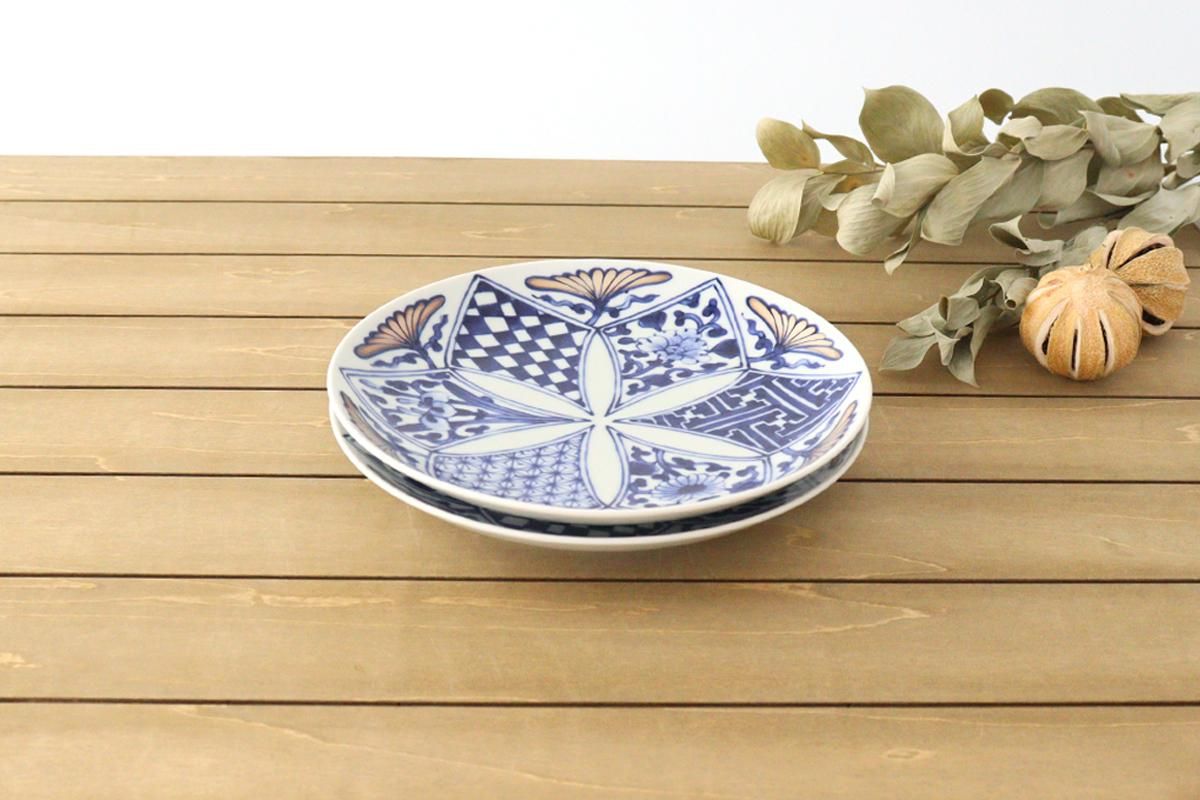 プレート｜18.5cm｜古染銀花｜磁器｜林九郎窯｜波佐見焼｜和食器通販