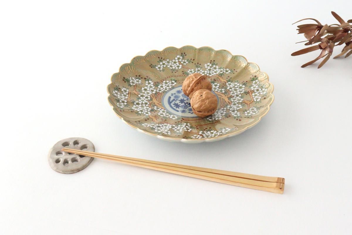 6寸皿｜琳派桜樹文｜緑｜磁器｜林九郎窯｜波佐見焼｜和食器通販｜うち