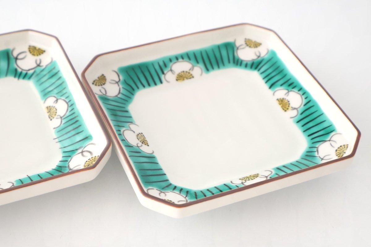 四寸角皿｜白梅文様｜磁器｜九谷美陶園｜九谷焼｜和食器通販｜うちる