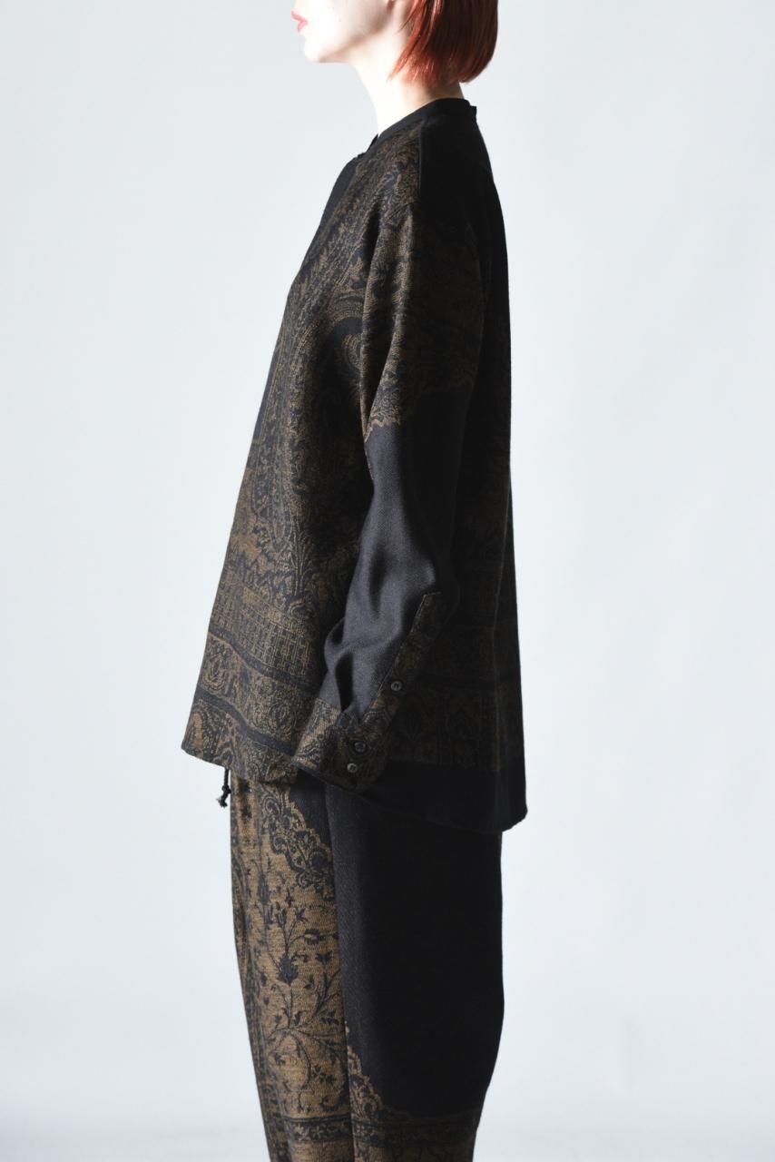 YANTOR Tibetan Paisley Jacquard Flyfront Shirt Dark Yellow