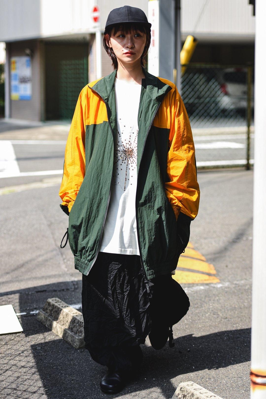 BISHOOL Nylon Taffeta Balloon Track Jacket yellow×green - BISHOOL