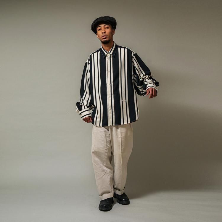 APPLEBUM（アップルバム）Wooly Twill Stripe Oversize L/S Shirt
