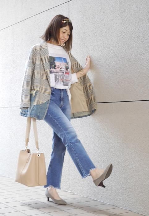 MICALLE MICALLE(ミカーレミカーレ)デニムxグレンチェック柄リメイク