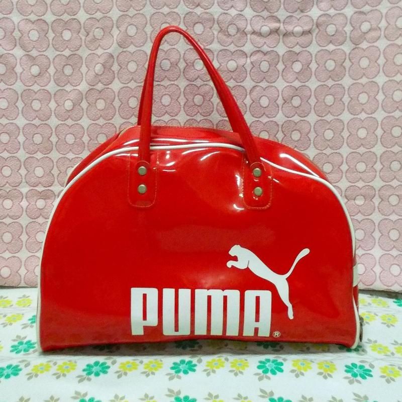 昭和レトロ PUMA エナメルボストンバッグ 赤 - USA＆レトロ雑貨の店